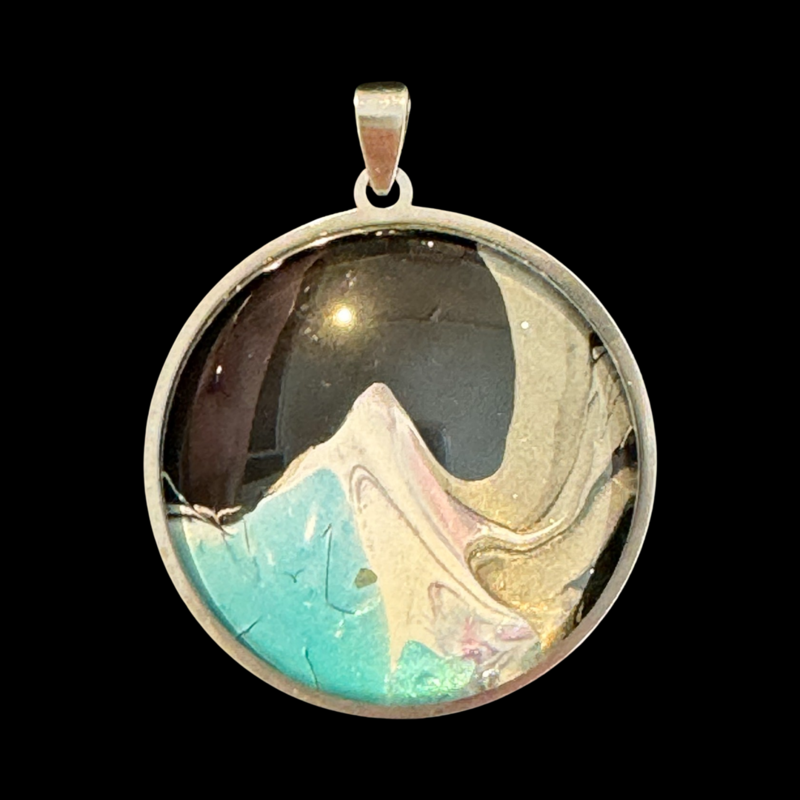 PEWTER In Large Round Pendant