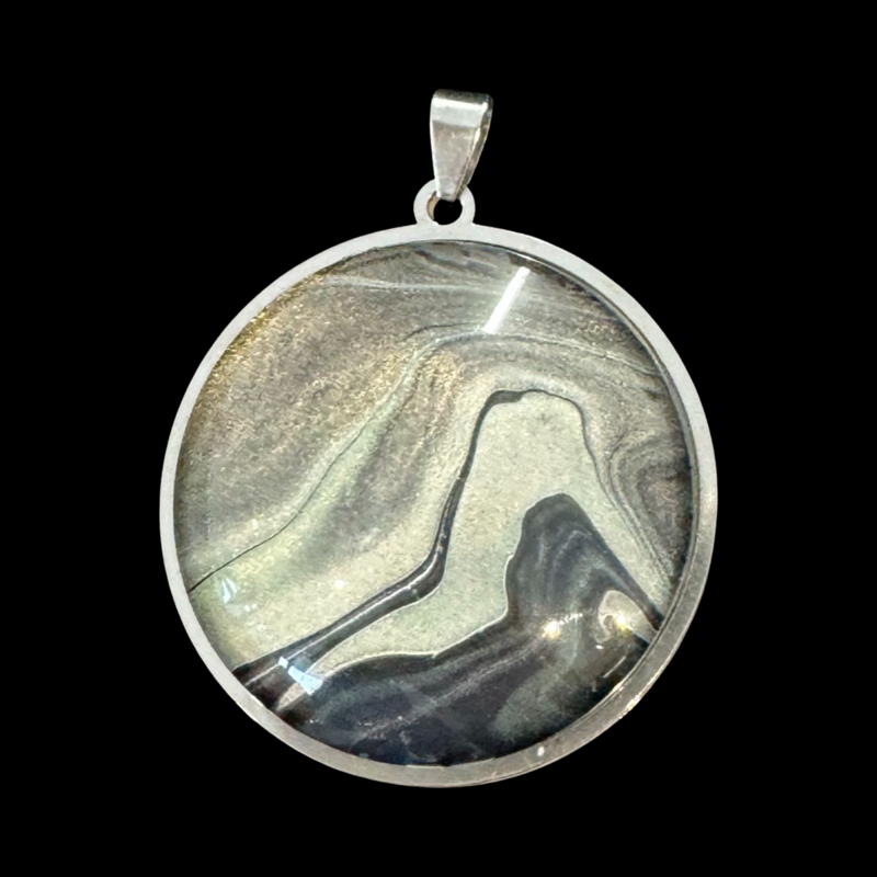 PEWTER In Large Round Pendant