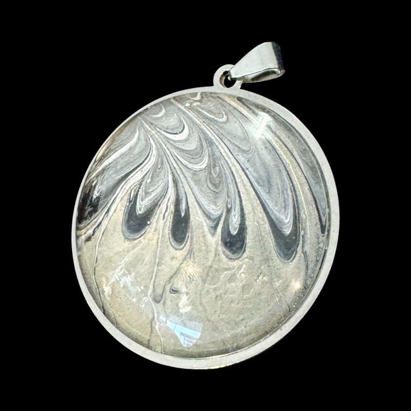 PEWTER In Large Round Pendant