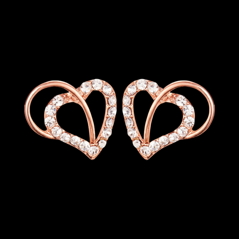 TTGS Earrings in Sterling Silver and 18ct Rose Gold With Austrian Crystals Heart
