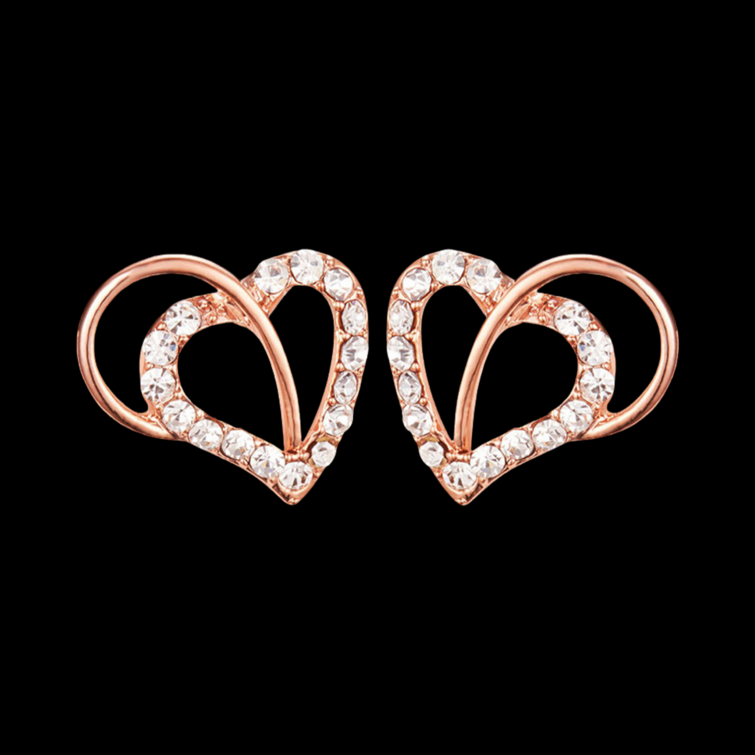 TTGS Earrings in Sterling Silver and 18ct Rose Gold With Austrian Crystals Heart