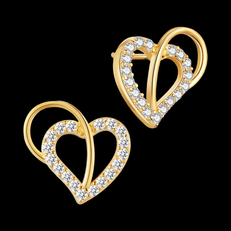 TTGS Earrings in 925 Sterling Silver and 18ct Gold with Austrian Crystals