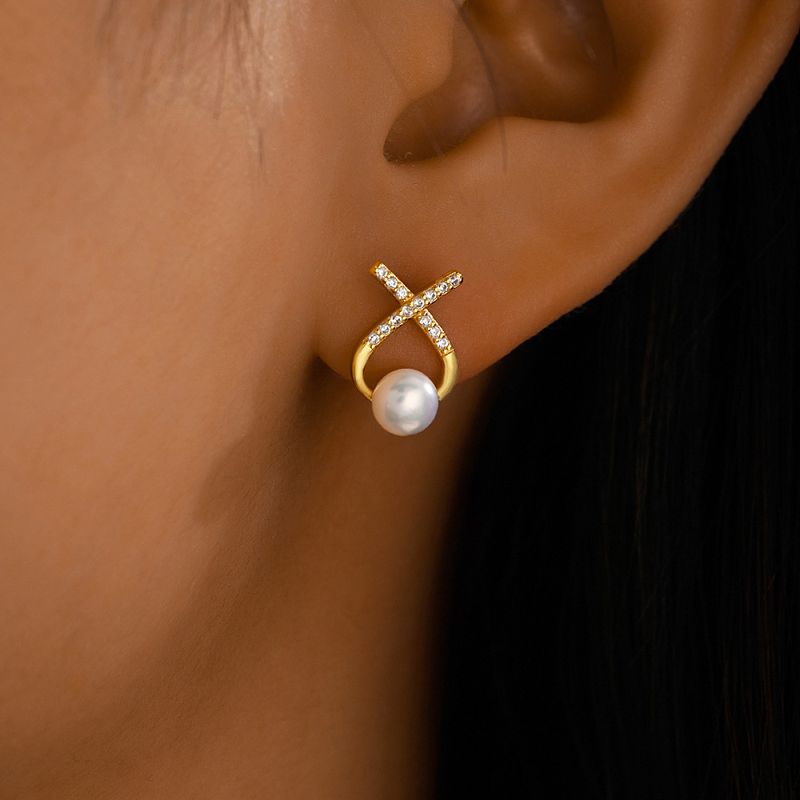 TTGS Earrings 925 Sterling Silver/18k Gold with Freshwater Pearls