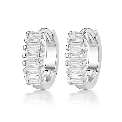 TTGS Earrings 925 Sterling Silver Rhodium Plated Clear
