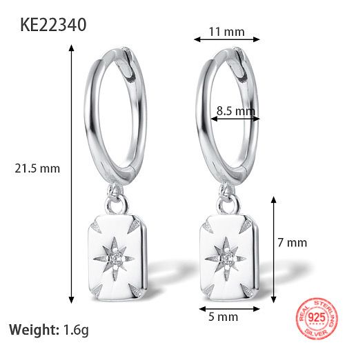 TTGS Earrings 925 Sterling Silver Rhodium Plated Dangle Hoop