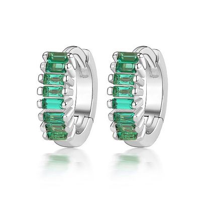 TTGS Earrings 925 Sterling Silver Rhodium Plated Sea Green
