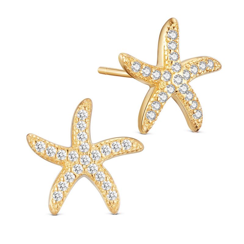 TTGS Earrings 925 Sterling Silver and18k Gold Starfish