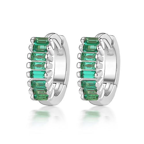 TTGS Earrings 925 Sterling Silver Rhodium Plated Sea Green