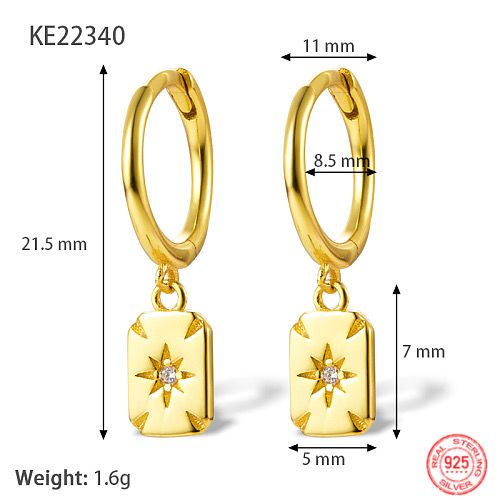 TTGS Earrings 925 Sterling Silver 18k Gold Dangle Hoop