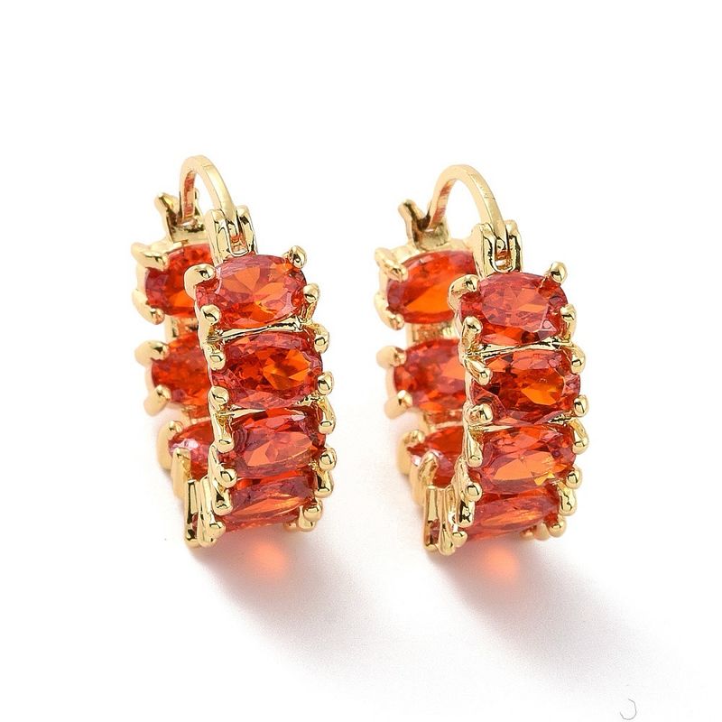 TTGS Earrings 18k Gold Plated Cubic Zirconia RED Colour
