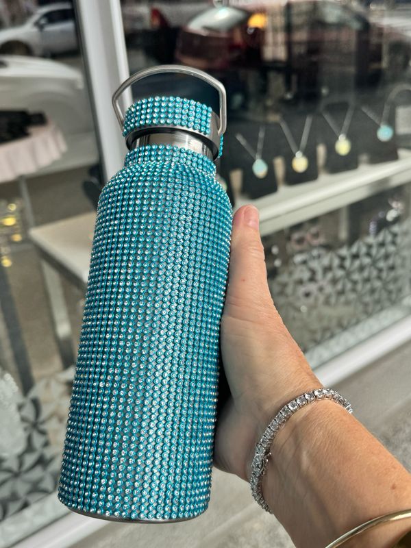 Bling Water Bottle Aqua Blue