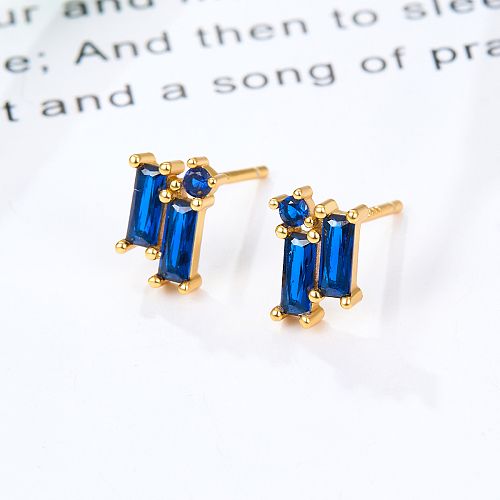 TTGS Earrings in Sterling Silver/18K Gold and Saphire Cubic Zirconia