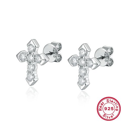 TTGS Earrings in Sterling Silver and Cubic Zirconia Cross