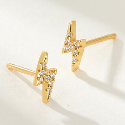 TTGS Earrings in Sterling Silver/18k Gold Lightening Bolt