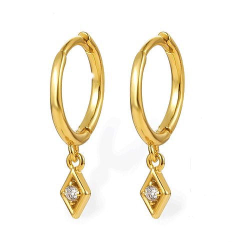 TTGS Earrings 925 Sterling Silver 18k Gold Plated Dangle Hoop