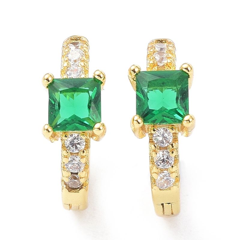 TTGS Earrings in 18k Gold Plating and Emerald Cubic Zirconia