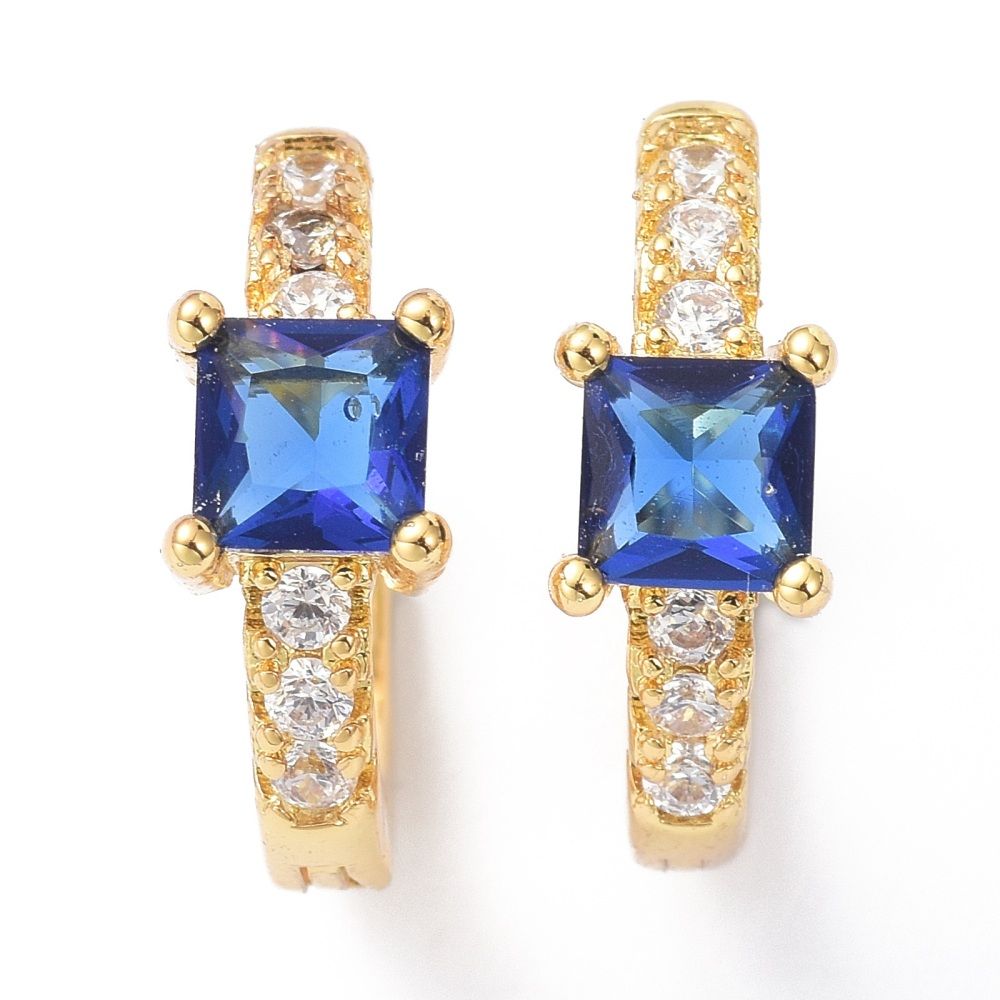 TTGS Earrings in 18k Gold Plating and Saphire Cubic Zirconia