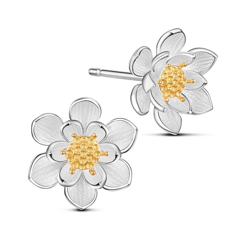 TTGS Earrings In 925 Sterling Lotus Flower
