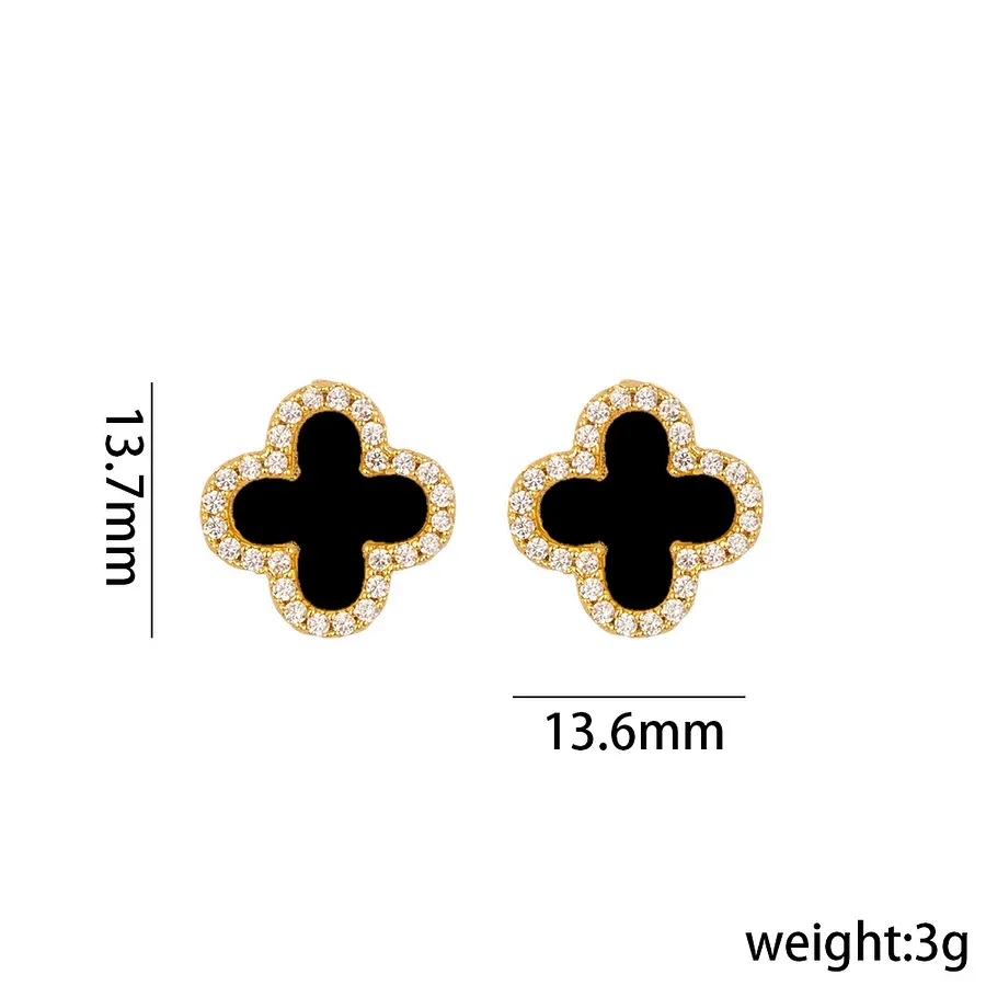 Van Gold Black Earrings