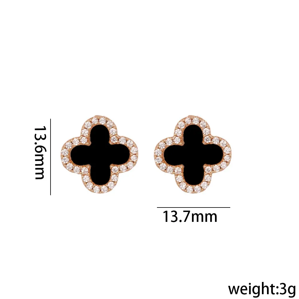 Van Rose Gold Black Earrings