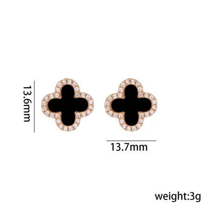 Van Rose Gold Black Earrings