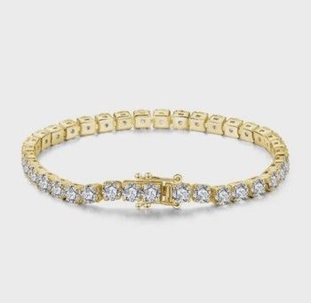 Moissanite Tennis Bracelet Gold 18cm x 4mm