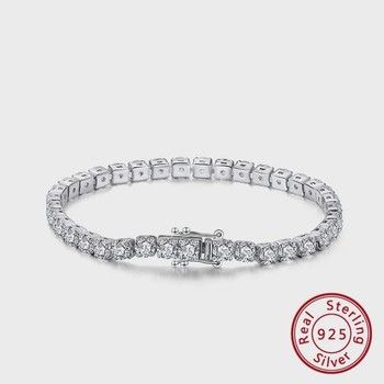 Moissanite Diamond Tennis Bracelet S/Silver  19cm x 4mm