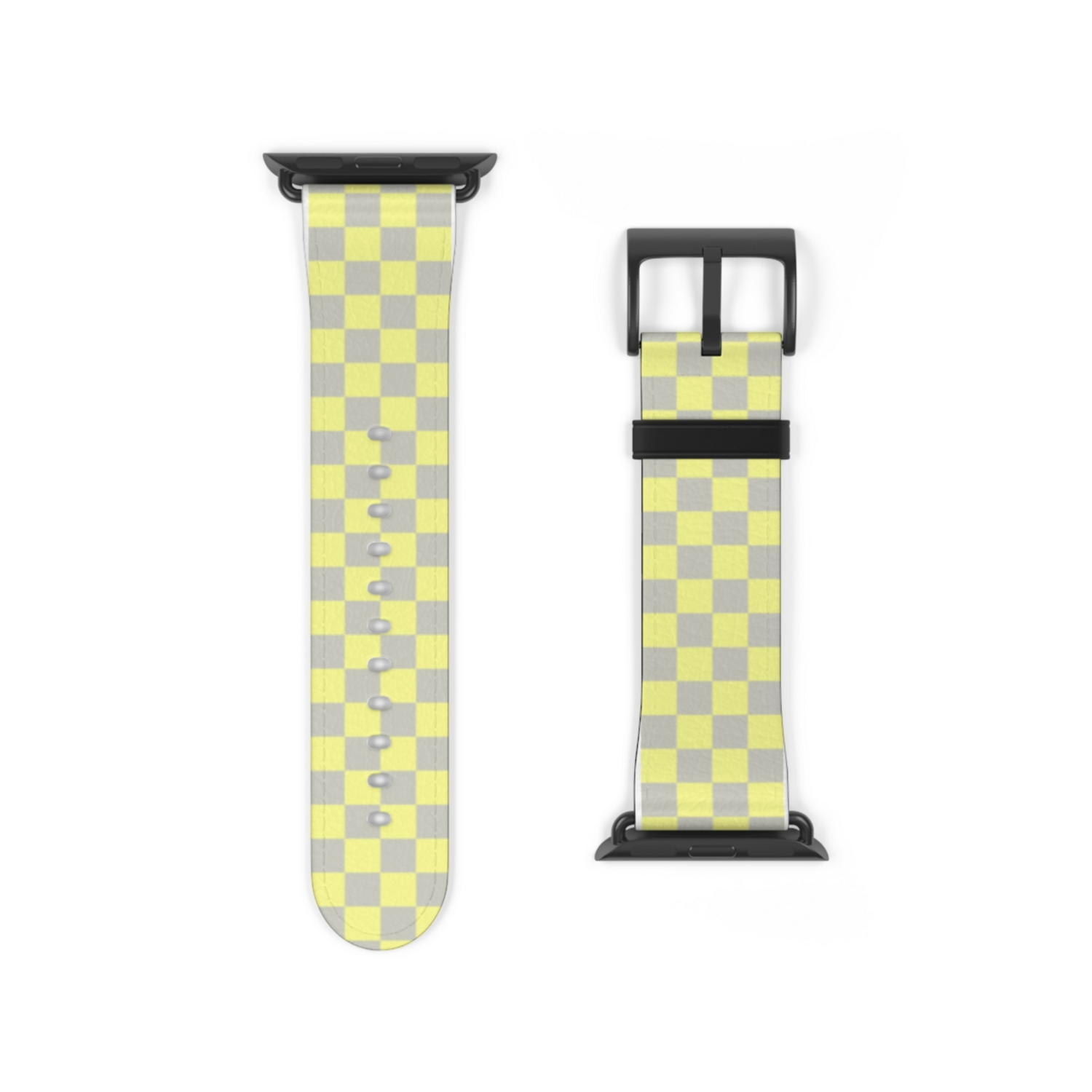 Yellow and Gray Checkerboard Apple Watch Band