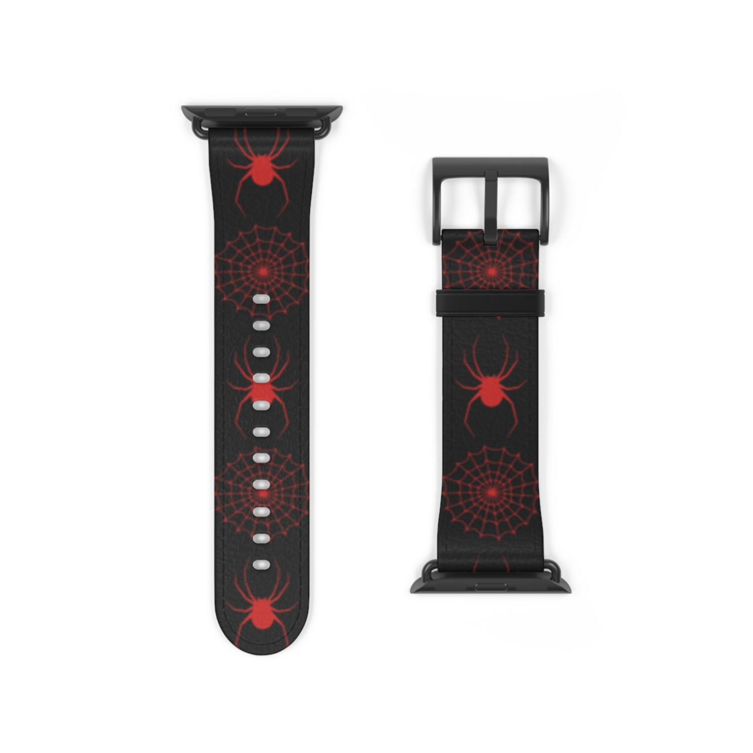 Red And Black Spider Pattern Apple Watch Band
