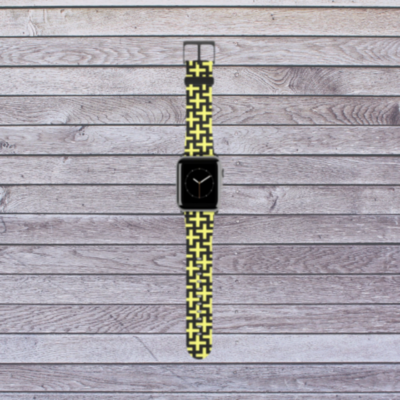 Black with Yellow Crosses Apple Watch Band