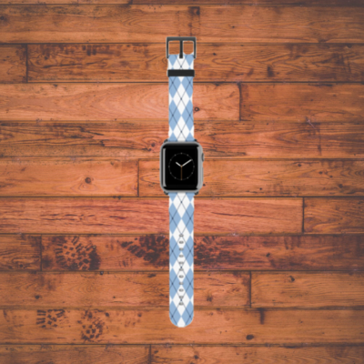 Carolina Blue Argyle Apple Watch Band