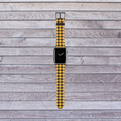 Black and Yellow Diamond Pattern Apple Watch Band