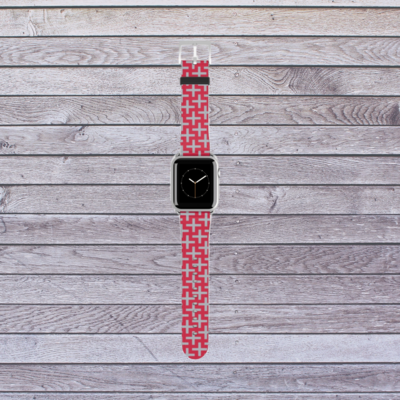 Scarlet with Gray Crosses Apple Watch Band