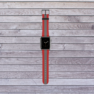 Scarlet and Gray Stripes Apple Watch Band