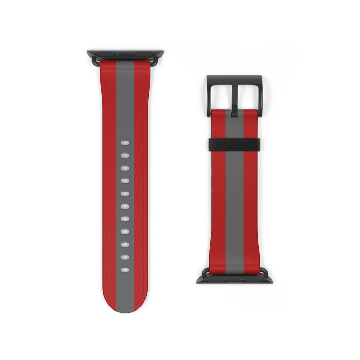 Scarlet and Gray Stripes Apple Watch Band