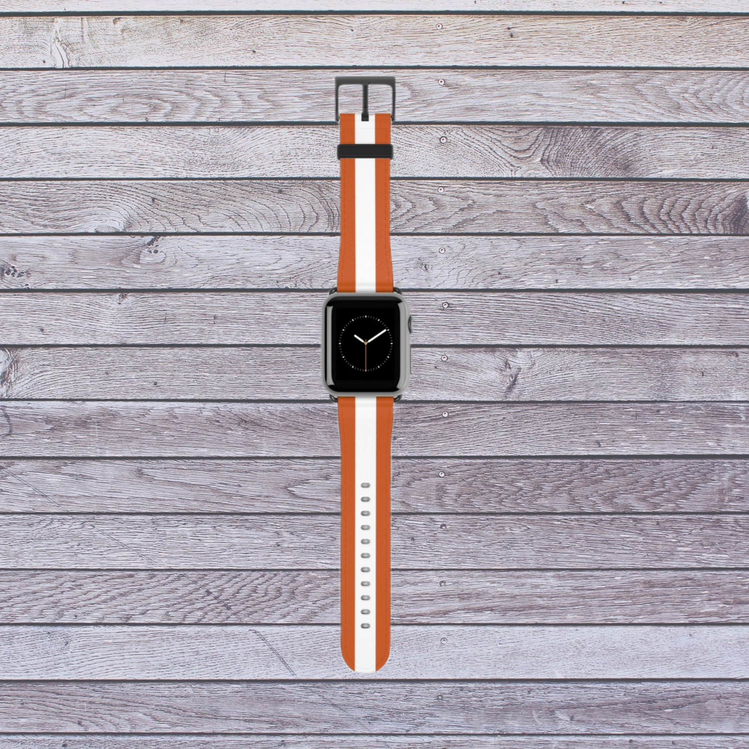 Burnt Orange and White Striped Apple Watch Band