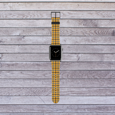 Plaid Black and Gold Apple Watch Band