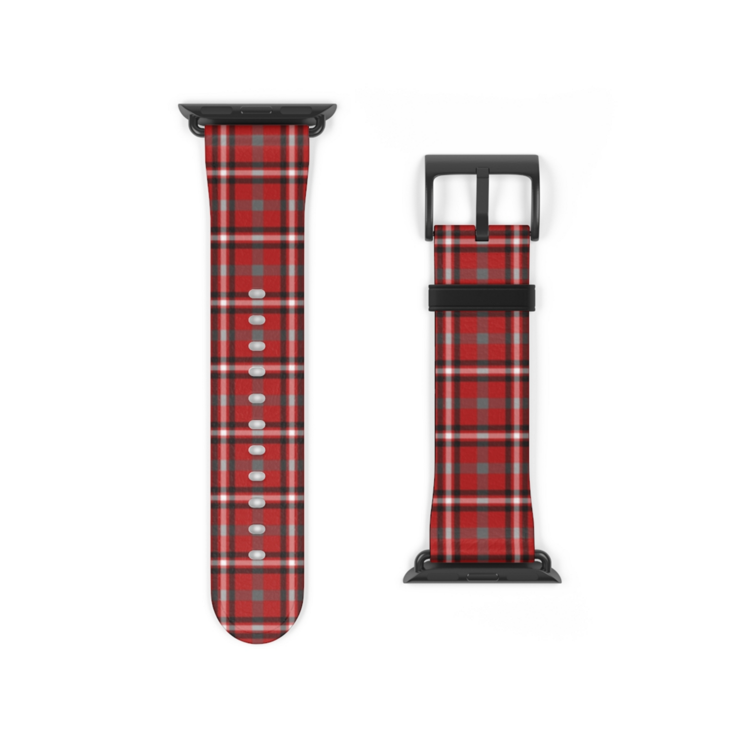 Plaid Scarlett and Gray Apple Watch Band