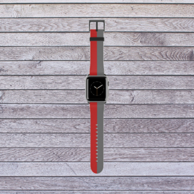 Scarlet and Gray Stripe Apple Watch Band