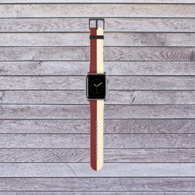 Crimson and Cream Striped Apple Watch Band