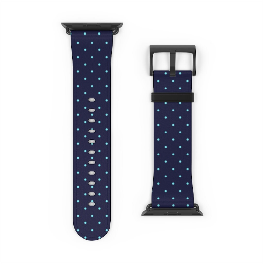 Navy and Light Blue Pin Dot Pattern Apple Watch Band