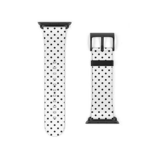 White with Black Pin Dots Apple Watch Band