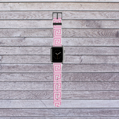 Pink Greek Key Apple Watch Band