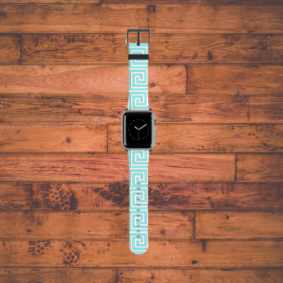 Light Blue Greek Key Apple Watch Strap