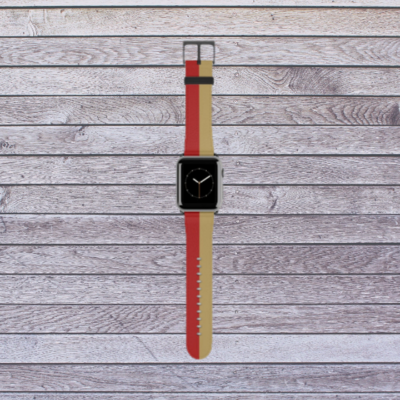 Scarlet Red and Metallic Gold Apple Watch Band