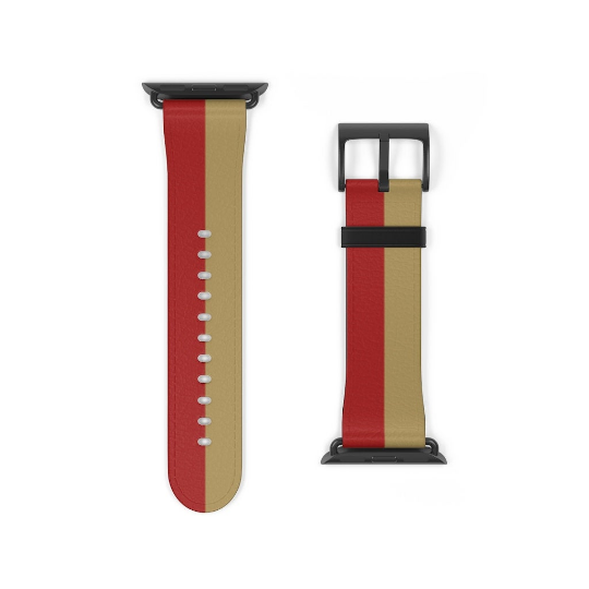 Scarlet Red and Metallic Gold Apple Watch Band