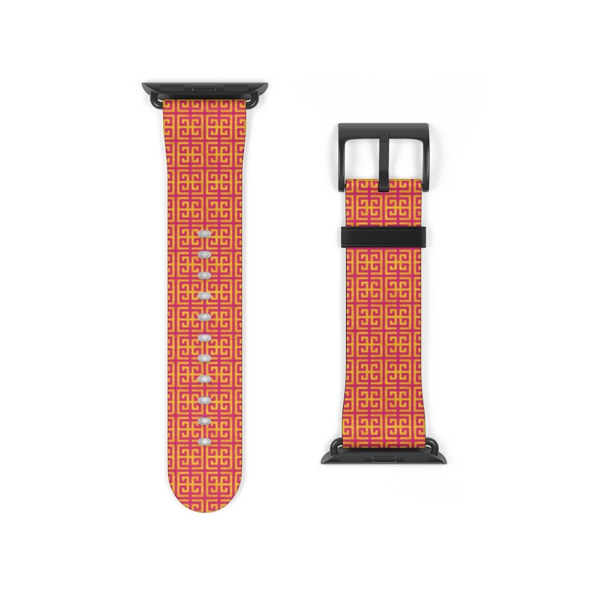 Pink and Gold Greek Key Apple Watch Band