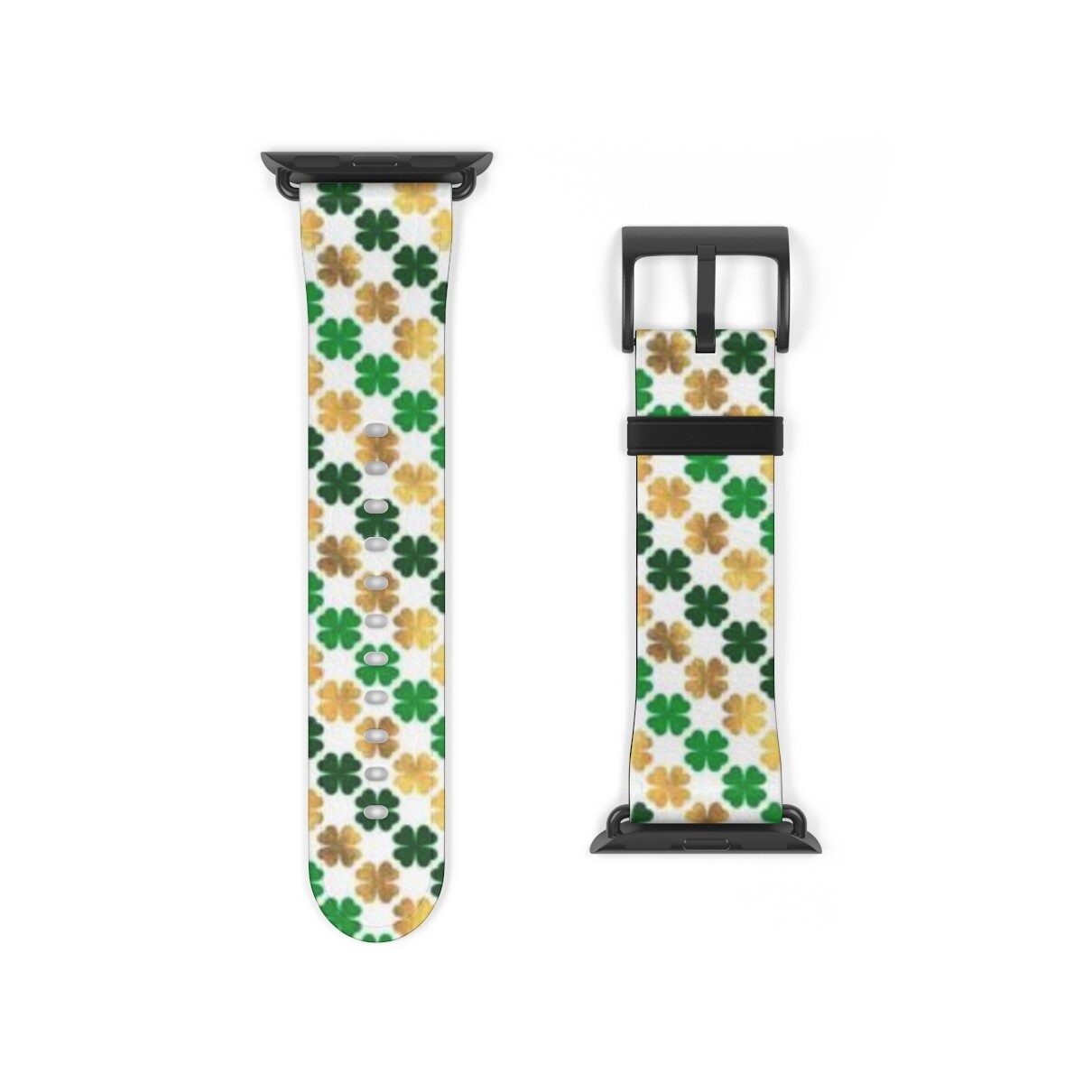 White with Gold and Green Shamrocks Apple Watch Band