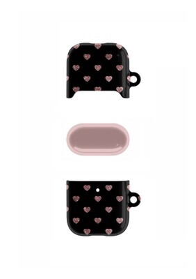 Black with Rose Gold Hearts Air Pod Case