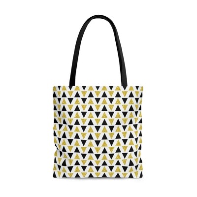 White with Black and Gold Triangles Tote Bag